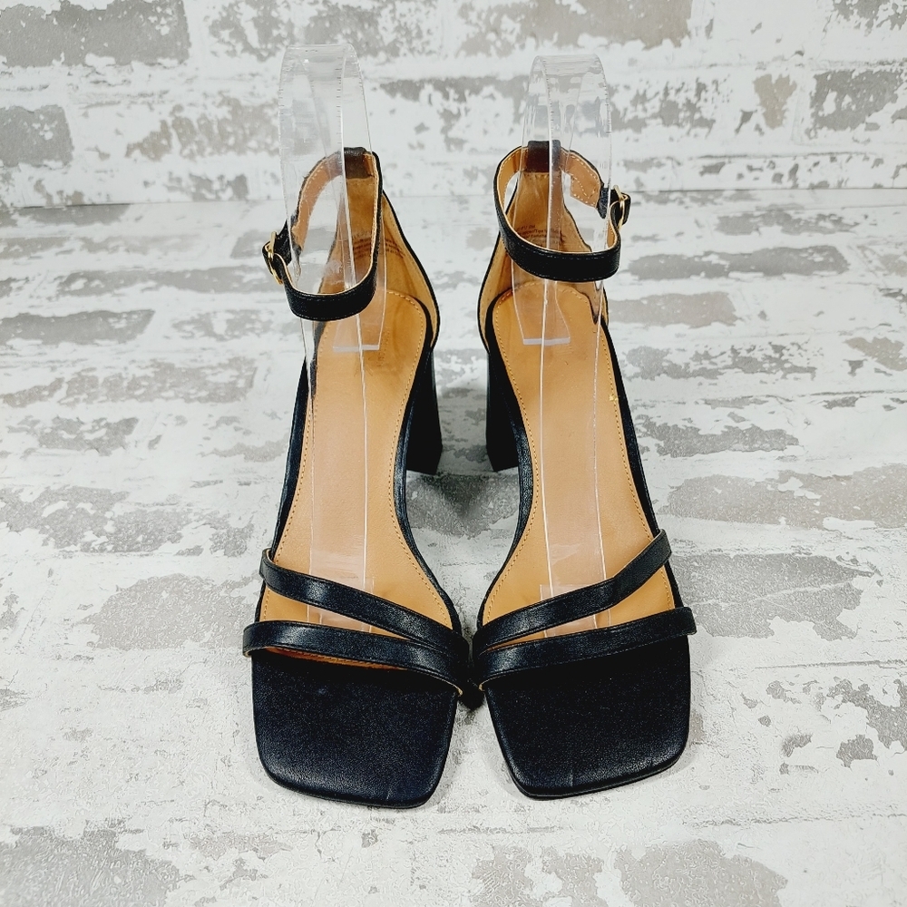 NEW Nordstrom Ellie Double Strap Heeled Sandals In Black I178 - Picture 3 of 14